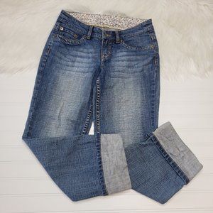 Esprit Jeans Womens Size 6 Blue Zip Back Pockets Cuffed Straight Leg Distressed